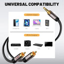 MV5601, MVO 3.5mm to RCA Cable 25FT, 2 Male RCA to Aux Stereo Audio Adapter, Hi-Fi Sound Auxiliary RCA Y Splitter Cord, Shielded 1/8 to 2RCA