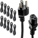 GPW C1-10pk UL Approved 6ft Universal Power Cord (10 Pack) - IEC C13 to NEMA 5-15P Computer Monitor Cable for IT Departments, Data Centers & Bulk Purchasing - 18AWG 10A 125V