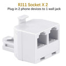 F8V106-WH, MVO RJ11 Duplex Wall Jack Adapter Dual Phone Line Splitter Wall Jack Plug 1 to 2 Modular Converter Adapter for Office Home Fax Model