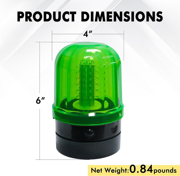 Beacon Green, MVO 6" Rotating Flashing Light, Green LED Strobe Rotating Beacon Light with Magnetic Base