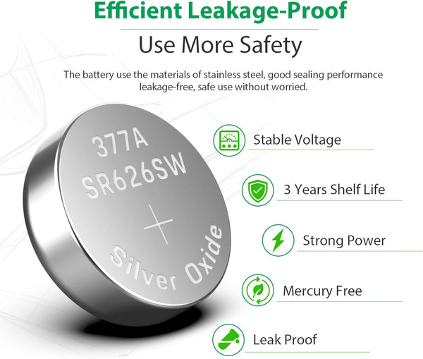 1.5V SR626SW, LR66 LR626 376  SR66 UL377 Silver Oxide Battery