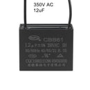 MVCBB61-12, MVO Ceiling Fan Capacitor CBB61 12uF 350V AC 2 Wires Metallized Polypropylene Film Capacitor 48x38x26mm for Electric Fan Pump Motor Generator