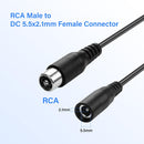 ADAPTRCA M-2.1  F, MVO DC 5.5 x 2.1mm Female to 8mm RCA Male Power Adapter Cable,for Skateboard Bikes, Balance Bikes,Electric Bikes