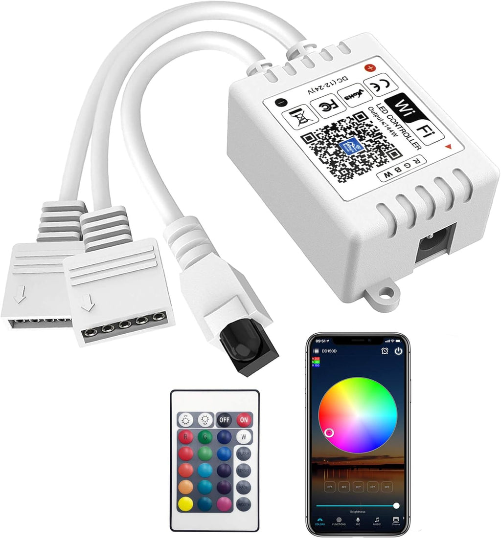 MVRGBW Controller Smart WiFi RGBW LED Controller 2-Output 5 Pin with 2 ...