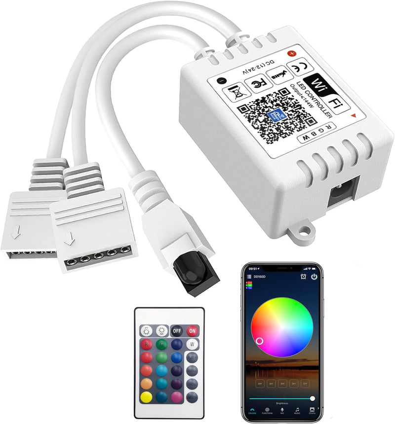 MVRGBW Controller Smart WiFi RGBW LED Controller 2-Output 5 Pin with 2 ...