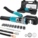 Hydraulic Crimp Tool, MVO Hydraulic Crimping Tool with 9 Dies - Battery Cable Crimper Tool & Wire Rope Crimping Tool for 12 to 2/0 AWG, 1/16" 1/8" 3/16" Stainless Steel Cable Railing Tool