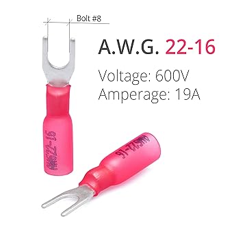 Philmore 22-18awg #8 Heat-Sealed Spade 25pk