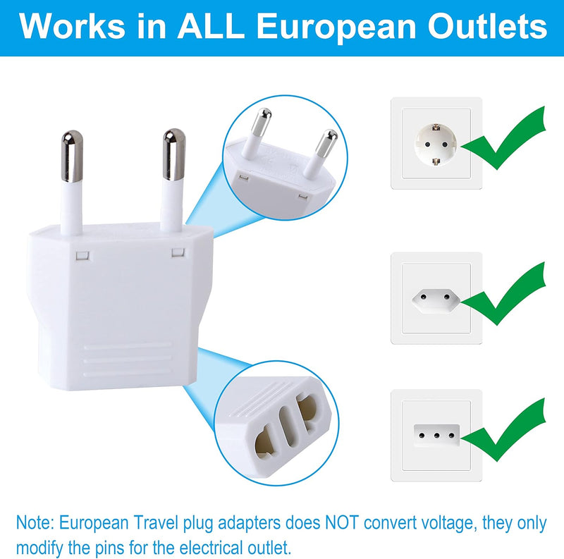 CP-4MM White , MVO American USA to European Outlet Plug Adapter(Upgrade Black) (Copy)