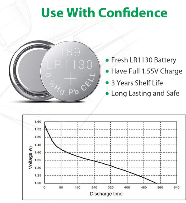 1.5V Battery SR1130W, SR54 UL389 LR1130 alkaline button cell battery