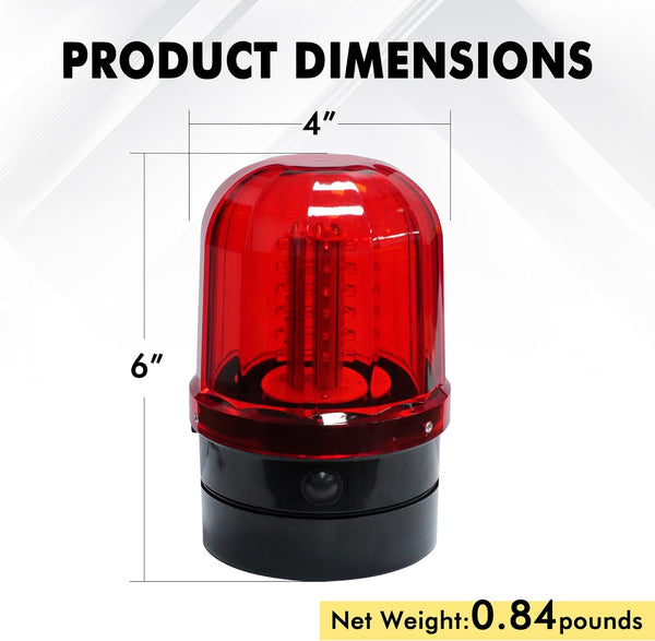 Beacon Red, MVO 6" Rotating Flashing Light, Red LED Strobe Rotating Beacon Light with Magnetic Base