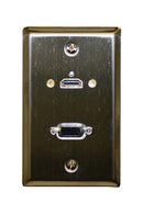 Philmore 75-609 Single Gang Steel Wall Plate w/HDMI & VGA (HD15) Feed Thru Jacks