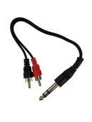 44-218, Philmore 6 Inch (1) 1/4" Stereo Male Plug to (2) RCA Male Plugs Y-Cable
