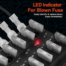 BLM-I-310, Qual 10 Way Blade Fuse Box for Automotive [ATC/ATO Blade Fuses] [100 Amp][LED Indicator] [Protection Cover] [10-30V DC; 12V] Auto Marine Fuse Block