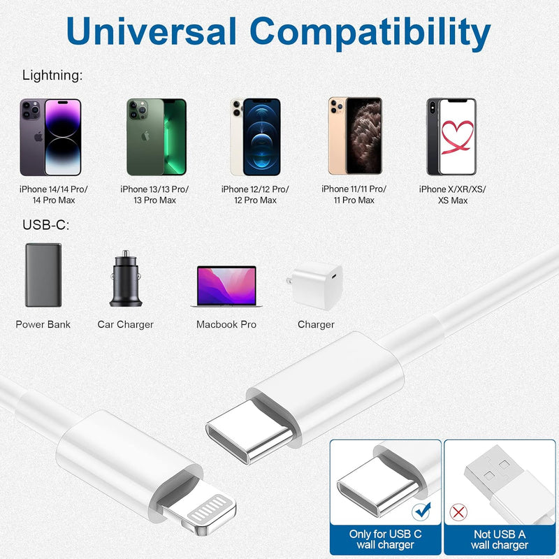 USB C to Iphone, MVO  USB C to Lightning Cable 3FT Type C Charger Fast Charging Cord Compatible for Apple iPhone 14/14 Pro/14Pro Max/13/13 Pro/12/12 Pro/11/11.