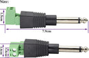 TERM-1/4 6.35mm Screw Terminal Block Connector 6.35mm (1/4") TS Mono Male to 2 Pin/Way Female Bolt Screw Terminals Pluggable AUX Audio Microphone/Speaker Wire Solderless Converter