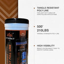 Pull String-500, MVO High-Strength 210 lb Polypropylene Pull Line – 500ft Durable Blue Tracer Rope for Easy Pulling, Rigging & Electrical Applications