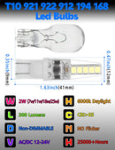 LEFW-M12, White T-3 1/4 Wedge Base 12V T10 921 922 912 194 168 Led Bulbs Bright White 6000K, 12-24V 300LM for RV Camper Trailer Boat Trunk Interior Dome Map License Lights Backup Reverse...