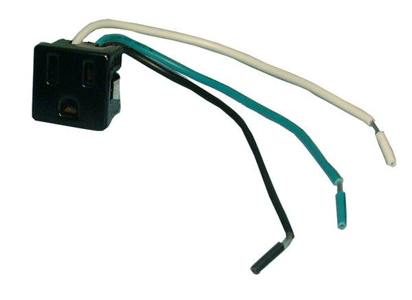 8545, Philmore Black Panel Mount 5-15R AC Receptacle Socket w/ 6" Wire Leads