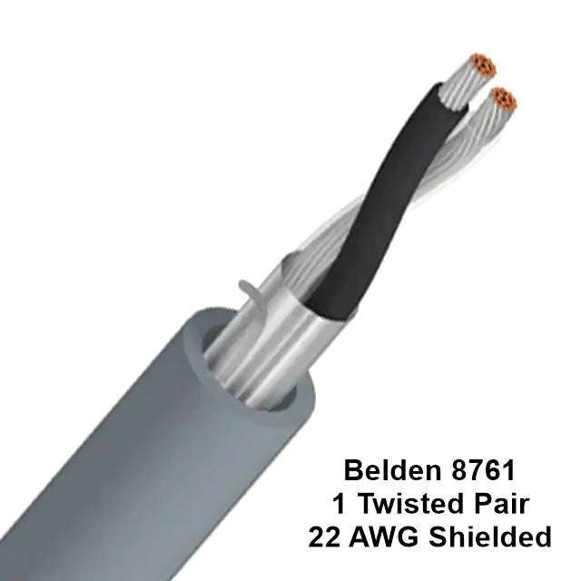 25' Belden 8761, 1 Pair 22AWG Stranded, Shielded Twisted Paired Audio Cable 25FT