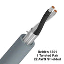 Belden 8761, 1 Pair 22AWG Stranded, Shielded Twisted Paired Audio Cable 500 FT