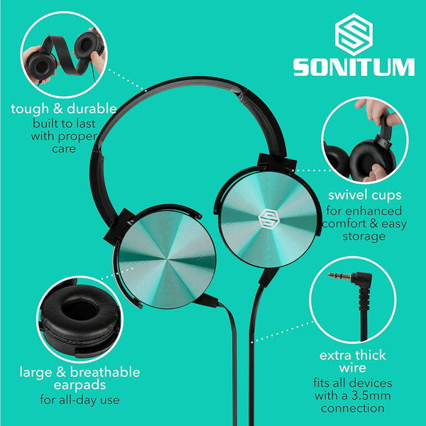 110016, MVO Student On Ear Color Varieties, Comfy Swivel Earphones for Library, School, Airplane, Kids, for Online Learning and Travel, Noise Stereo Sound 3.5mm Jack (Black)