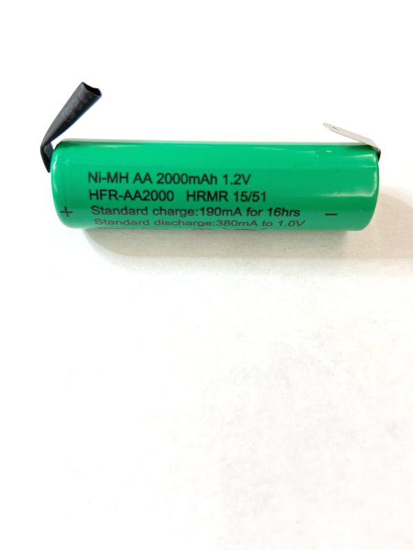 AA-2000NM-WT, AA NiMH 2000MAH Battery with Solder Tabs