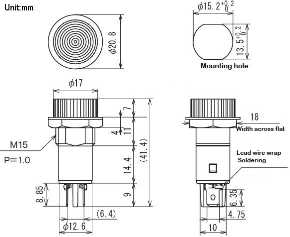 BN-2-1-G, Sato Parts 17mm Round Green Flat Top Neon Indicator Light, 100V ~ 125V