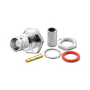 BNC-3105, BNC Female 6 Piece Crimp Rear Mounted Bulkhead Jack for RG-58/U Coax