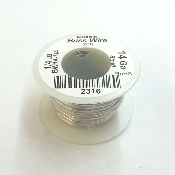 14 Gauge Tinned Copper Bus Wire, 1/4 Pound Roll (20' Approx.) 14AWG BW14-1/4