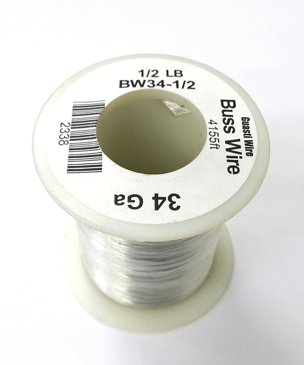 34 Gauge Tinned Copper Bus Wire, 1/2 Pound Roll (4,155' Approx.) 34AWG BW34-1/2