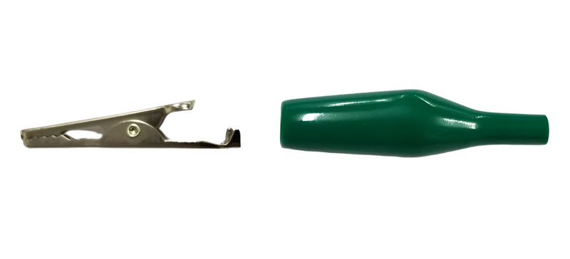 C-4-M-G, Sato Parts 35mm Alligator Clip with Green Boot 5A @ 30V