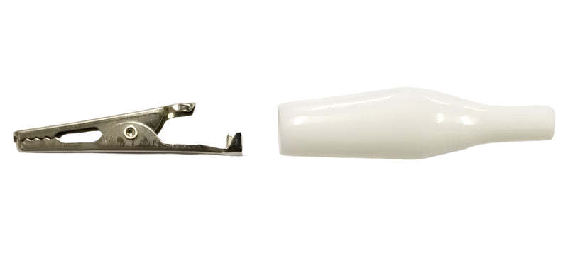C-4-M-W, Sato Parts 35mm Alligator Clip with White Boot 5A @ 30V