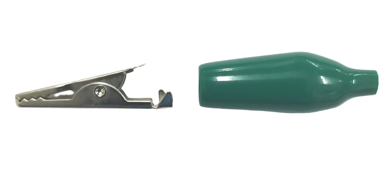 C-4-S-G, Sato Parts 27mm Alligator Clip with Green Boot 3A @ 30V