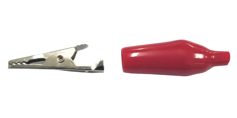 C-4-S-R, Sato Parts 27mm Alligator Clip with Red Boot 3A @ 30V