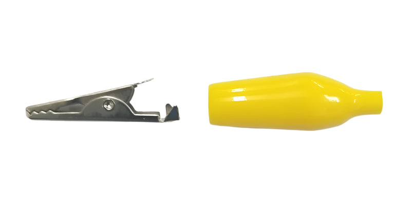 C-4-S-Y, Sato Parts 27mm Alligator Clip with Yellow Boot 3A @ 30V