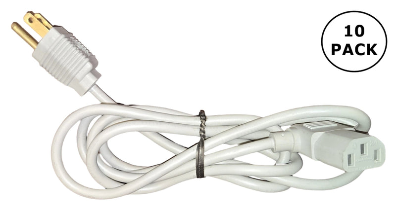 C1-RA-Grey-10PK, GPW 6 Foot 18AWG Right Angle IEC Power Cords C13/5-15P  10 Pack