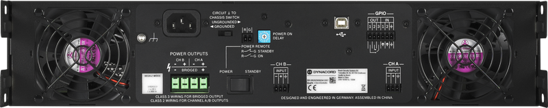 C1300FDi-US, Dynacord 2x650W DSP Power Amplifier for Installations. With FIR drive, Phoenix connectors.
