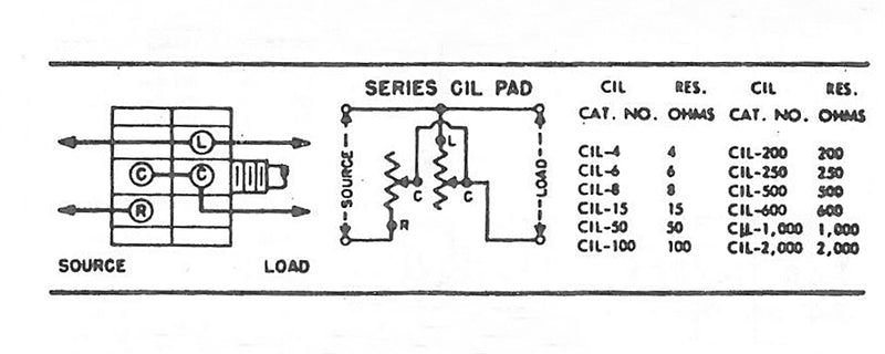 Clarostat CIL-8, 8 Ohm 10 Watt Audio L-Pad Attenuator w/Plate & Knob