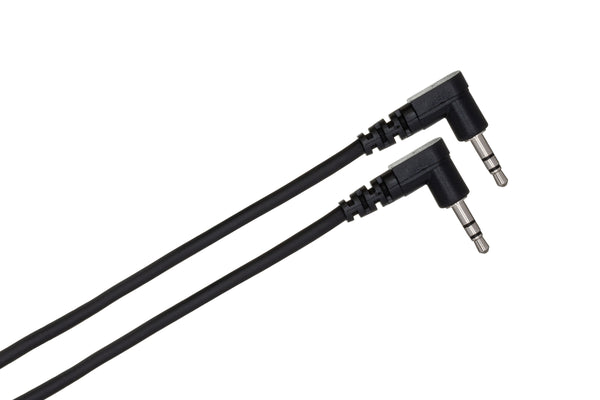 CMM-100.8RR, Hosa Stereo Right-angle 3.5 mm male to male  TRS , 8 in