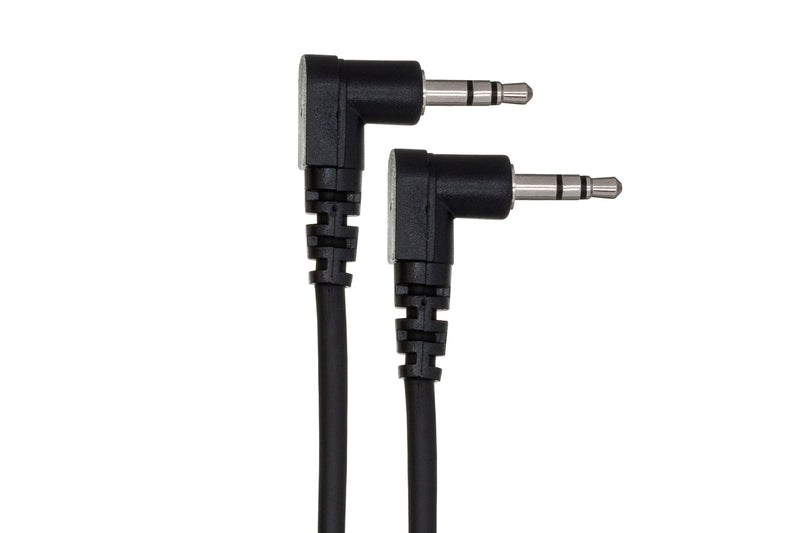 CMM-100.8RR, Hosa Stereo Right-angle 3.5 mm male to male  TRS , 8 in