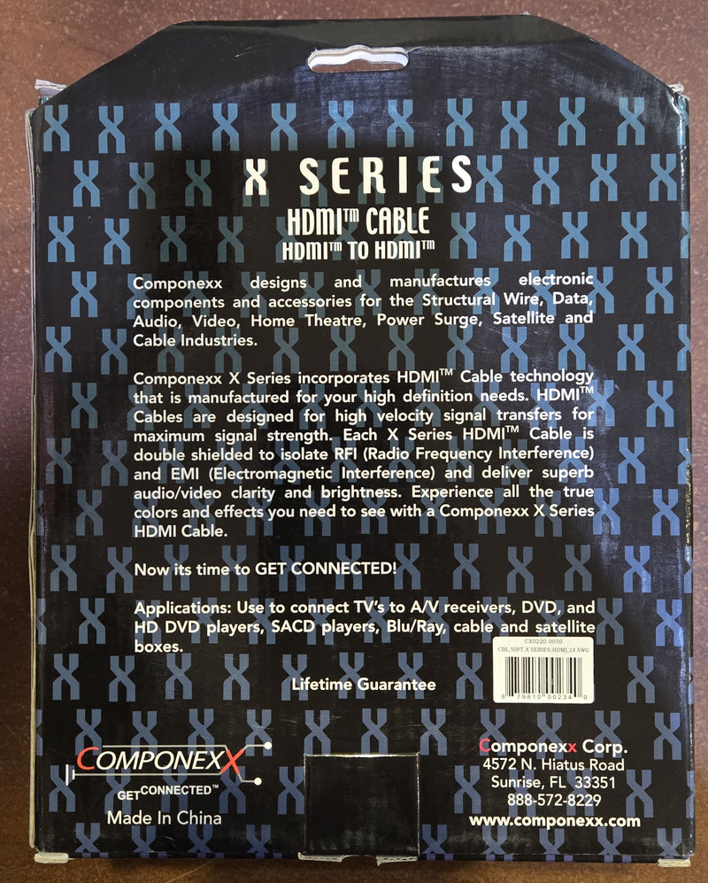 CX0220-0050, Componexx X Series HDMI Cable, v1.3 Round Cable, 50ft