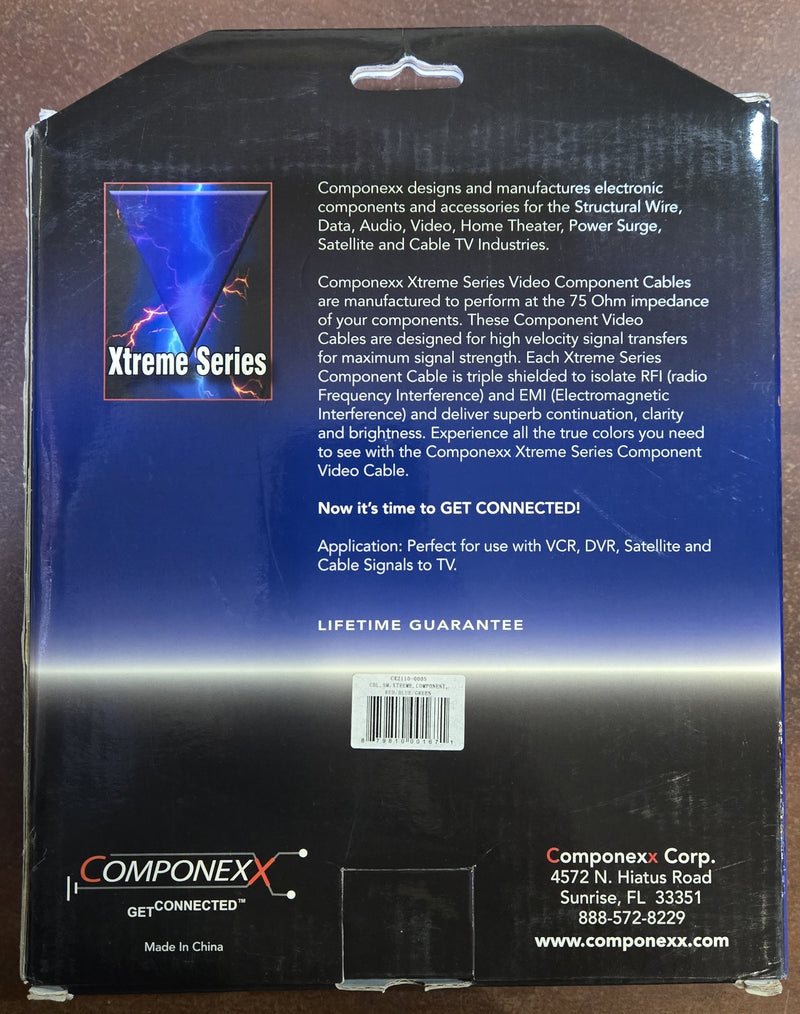 CX2110-0004, Componexx Xtreme Series Video Interconnect Component Cable, 3-RCA to 3-RCA, 4M (13.12ft)