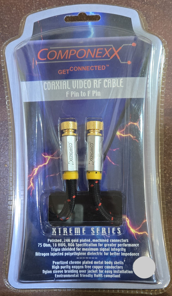CX2140-0003, Componexx Xtreme Series Coaxial Video RF Cable, F-Pin to F-Pin, 3M (9.84ft)