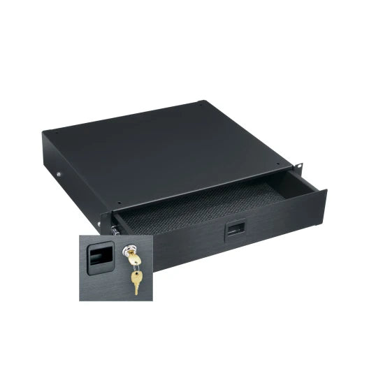 D2LK Middle Atlantic - 2RU Rackmount Drawer, Black Brushed and Anodize ...