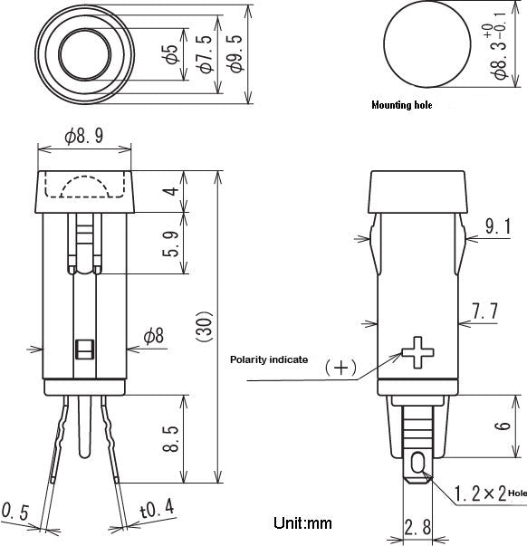 DB-41-N-BY, Sato Parts 2V @ 20m,A DC YELLOW LED Panel Mount Indicator