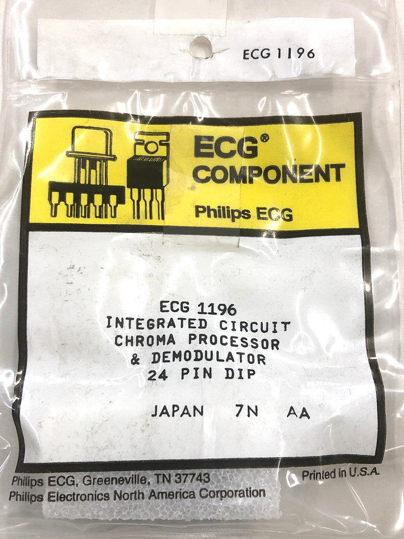 ECG1196, TV Chroma Processor and Demodulator IC ~ 24 Pin DIP (NTE1196)