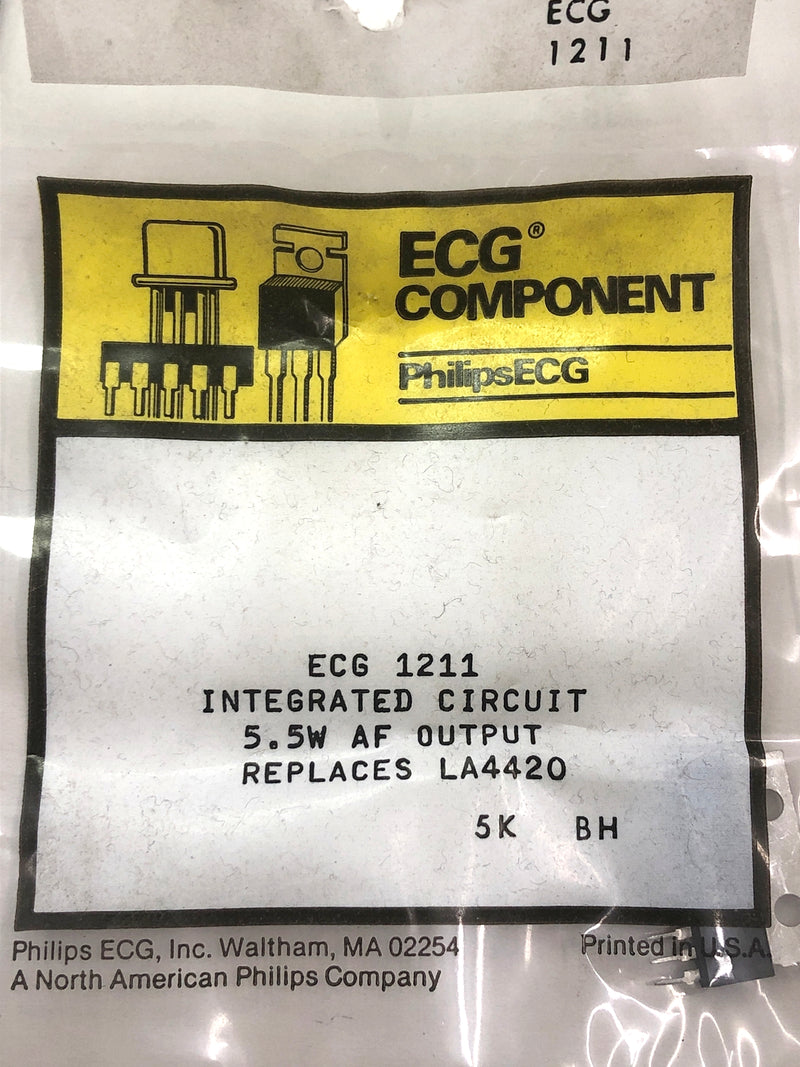 ECG1211, 5.5W Audio Amplifier IC ~ 10 Pin SIP-HS (NTE1211, LA4420, SK3739)