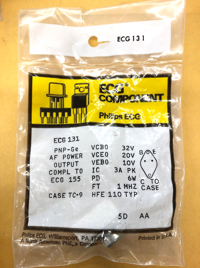 ECG131, PNP Germanium Transistor Audio Power Amplifier ~ TC-9 (NTE131)