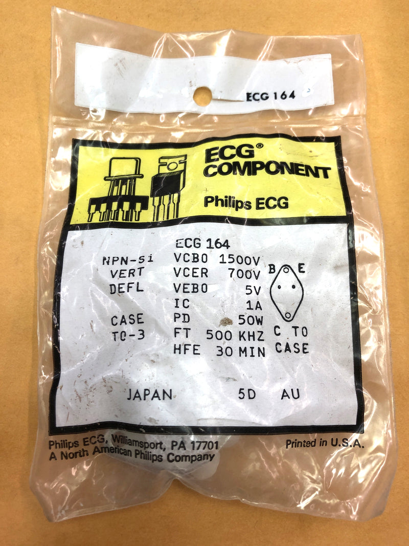 ECG164, 1A @ 1.5KV NPN Silicon TV Vertical Deflection Transistor ~ TO-3 (NTE164)