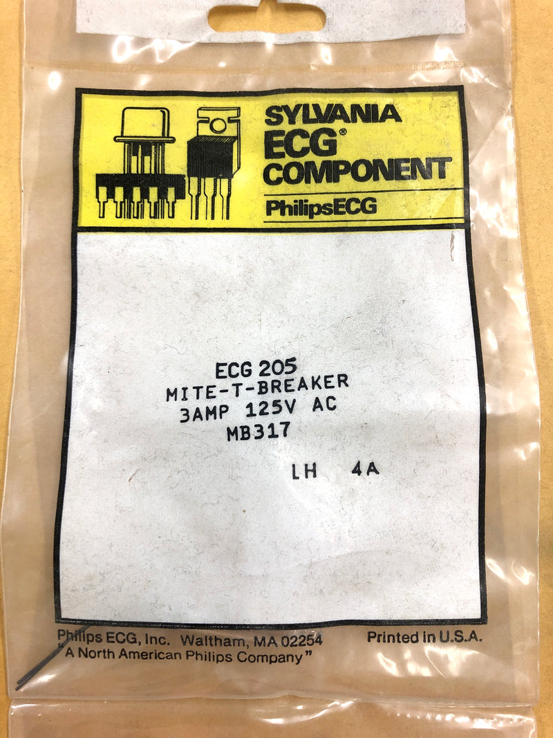 ECG205, MITE-T-BREAKER 3A @ 125V Automatic Resetting Circuit Breaker